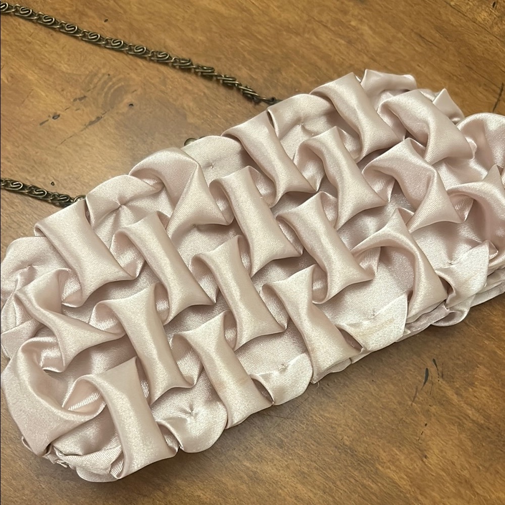 Carlos Fellini Puckered Champagne Clutch, NWT